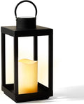 Matte Black Metal Candle Holder Lantern, 14 Inch Tall K928