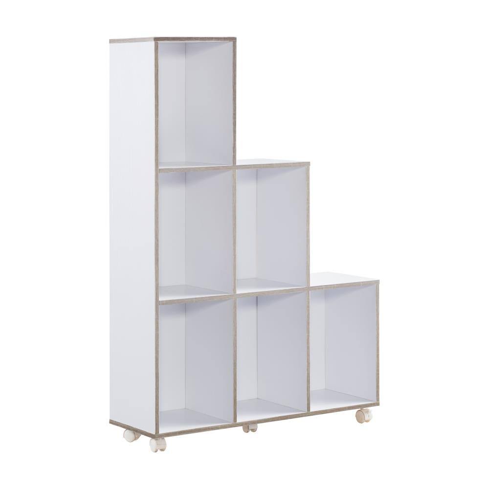 White and Distressed Taupe Bookcase T1426
