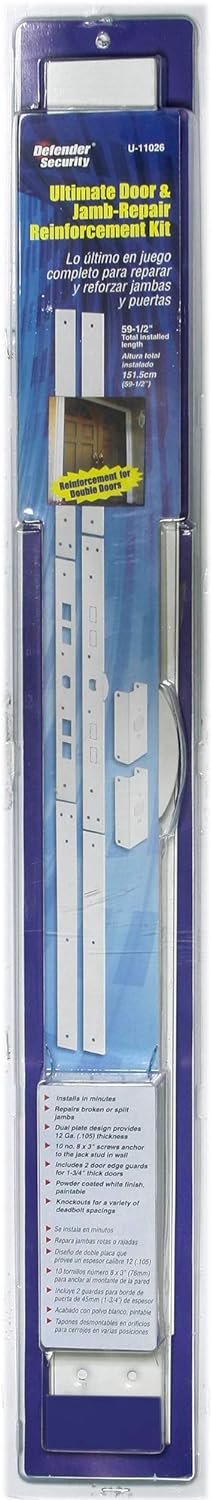 Steel Jamb Repair and Reinforcement Kit, Paintable White Finish, Pack of 2 N760