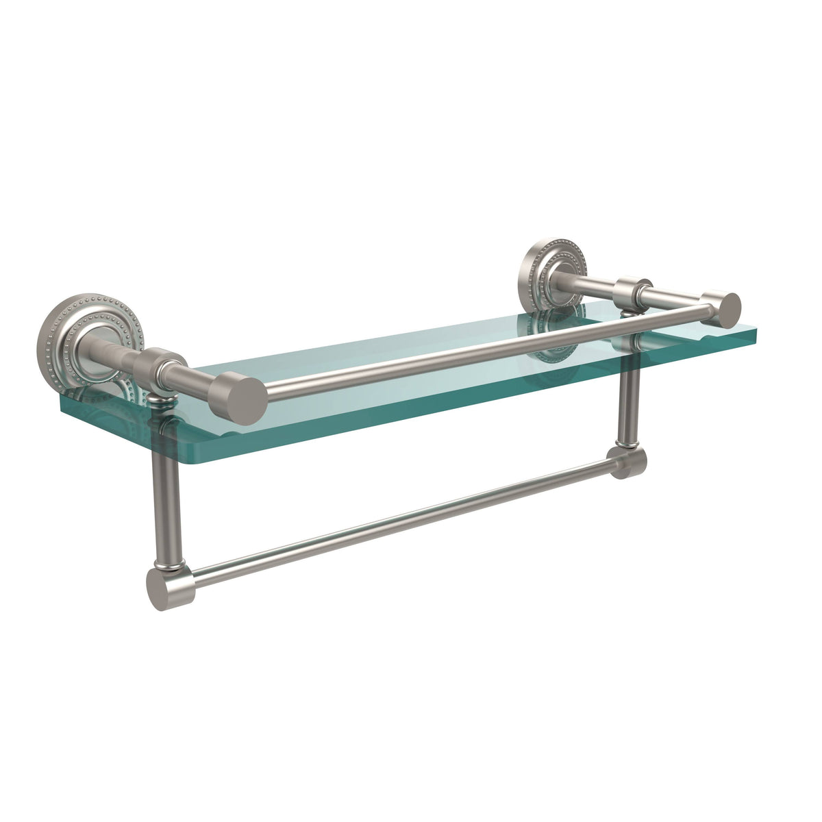 Satin Chrome Gallery Glass Shelf with Towel Bar I640116