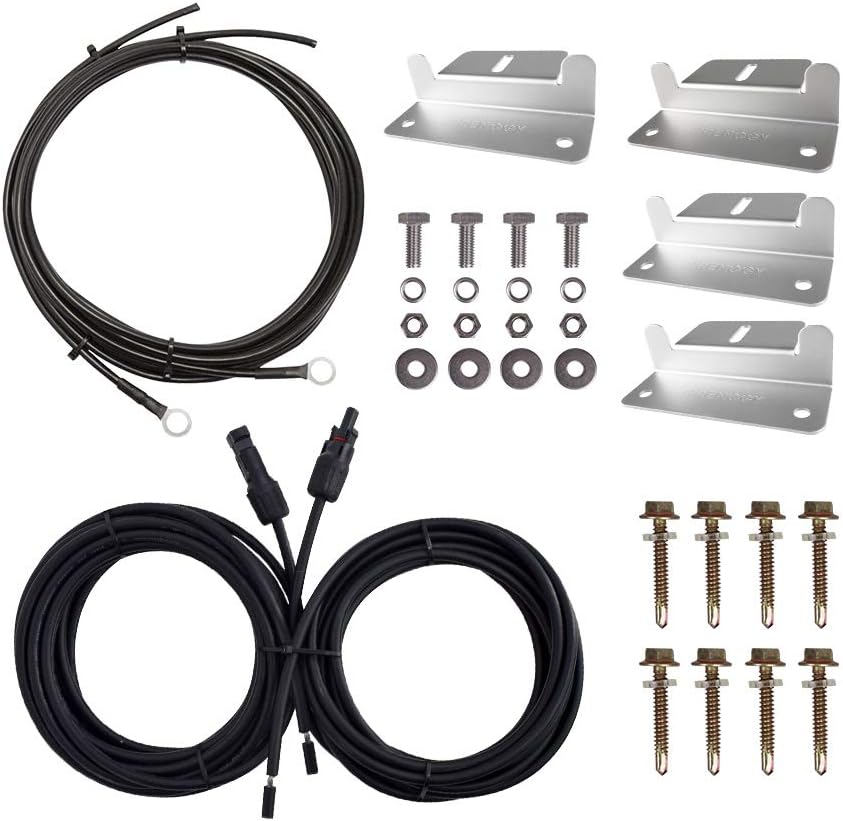 100W Solar Panel Accessory Kit with 8Ft Tray Cable, 20Ft 10AWG Adaptor Kit, 1 Set of Z Brackets U321