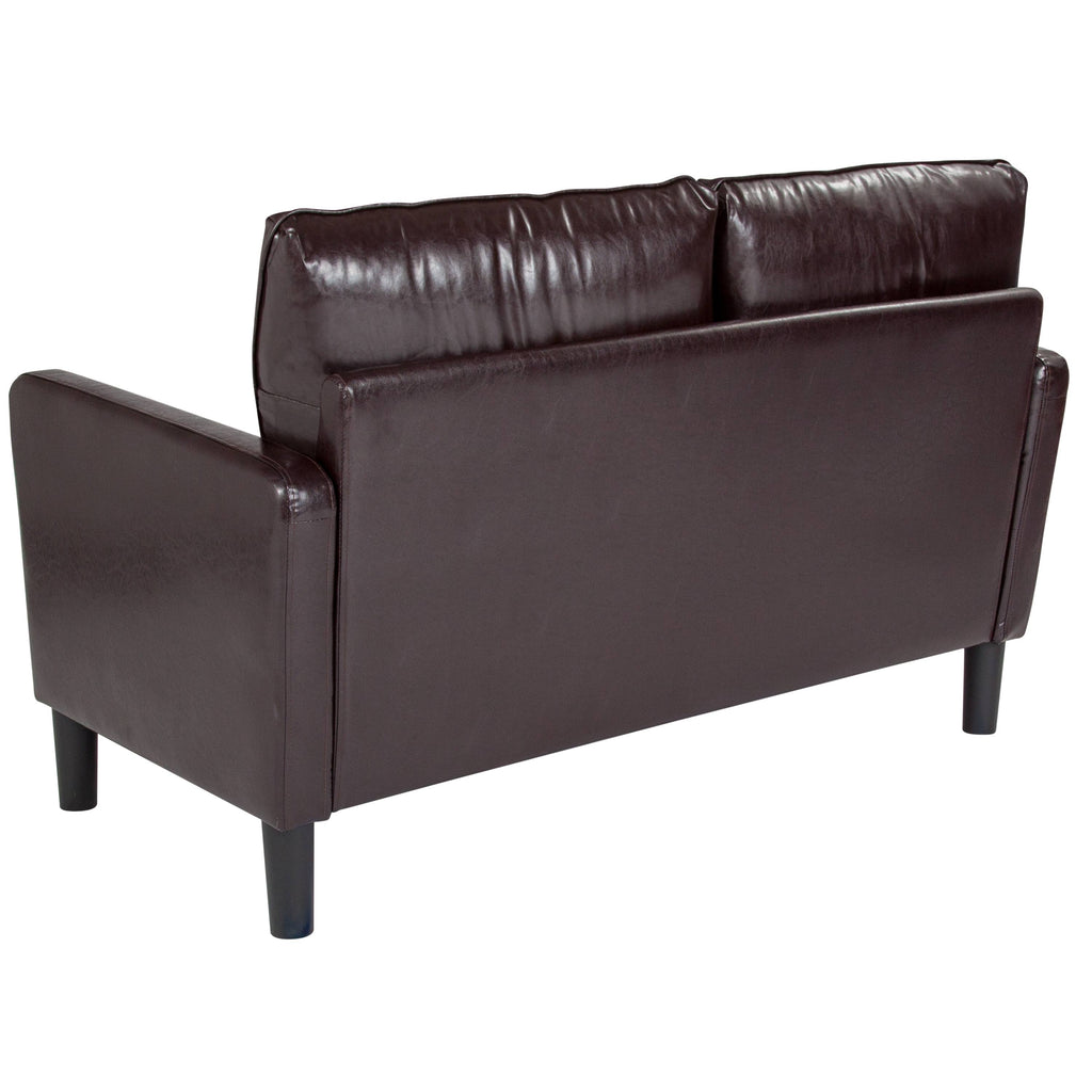 Brown Leather Straight Arm Loveseat A815738