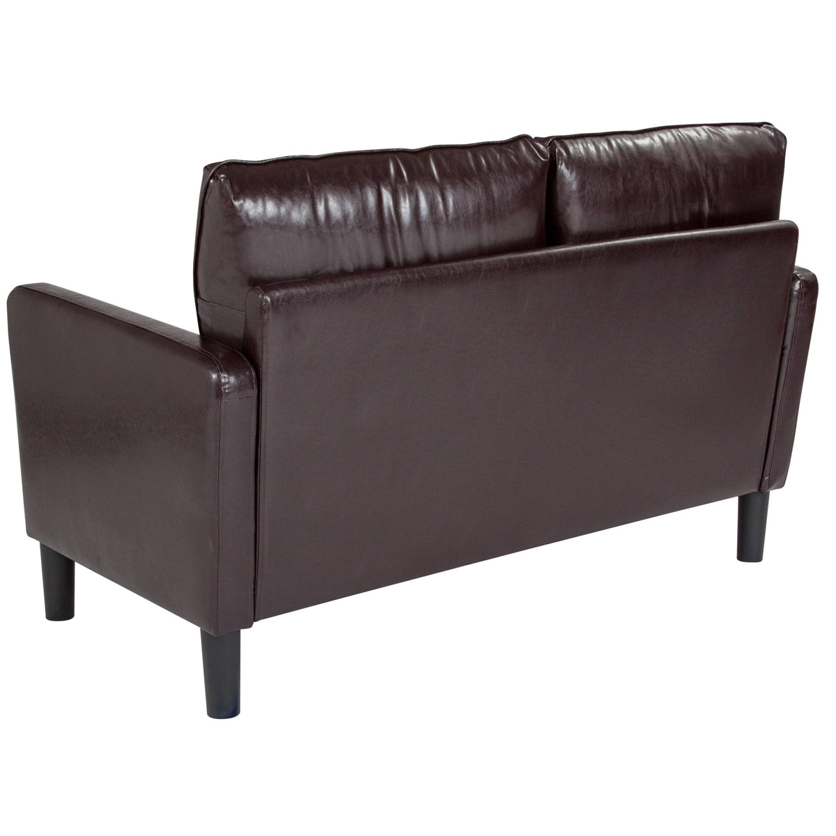 Brown Leather Straight Arm Loveseat A815738