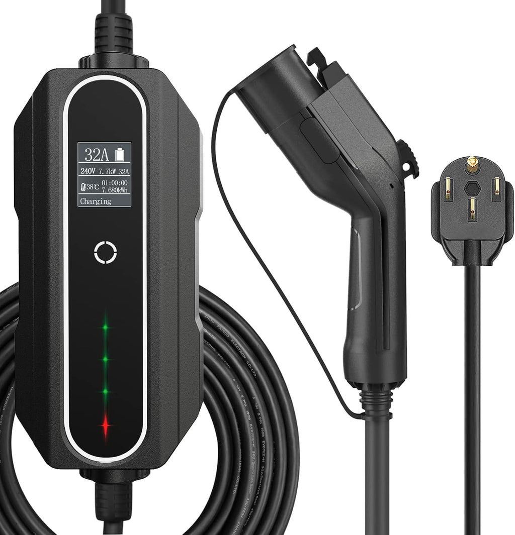 Portable EV Charger with NEMA 14-50, 25ft, Adjustable Current J876
