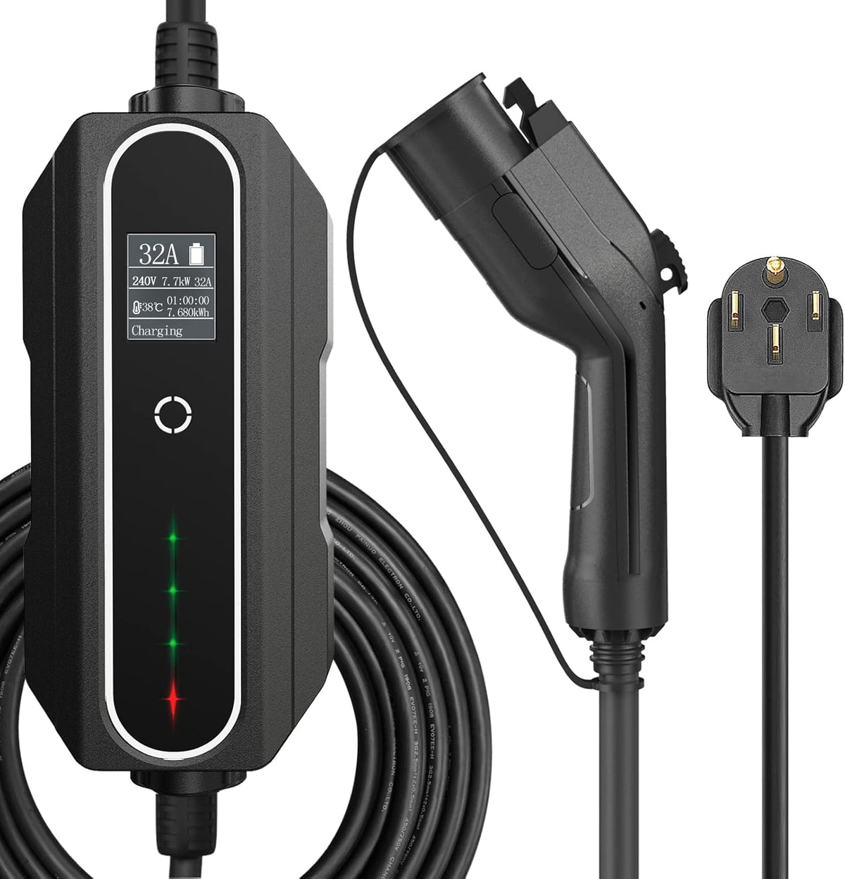 Portable EV Charger with NEMA 14-50, 25ft, Adjustable Current J876