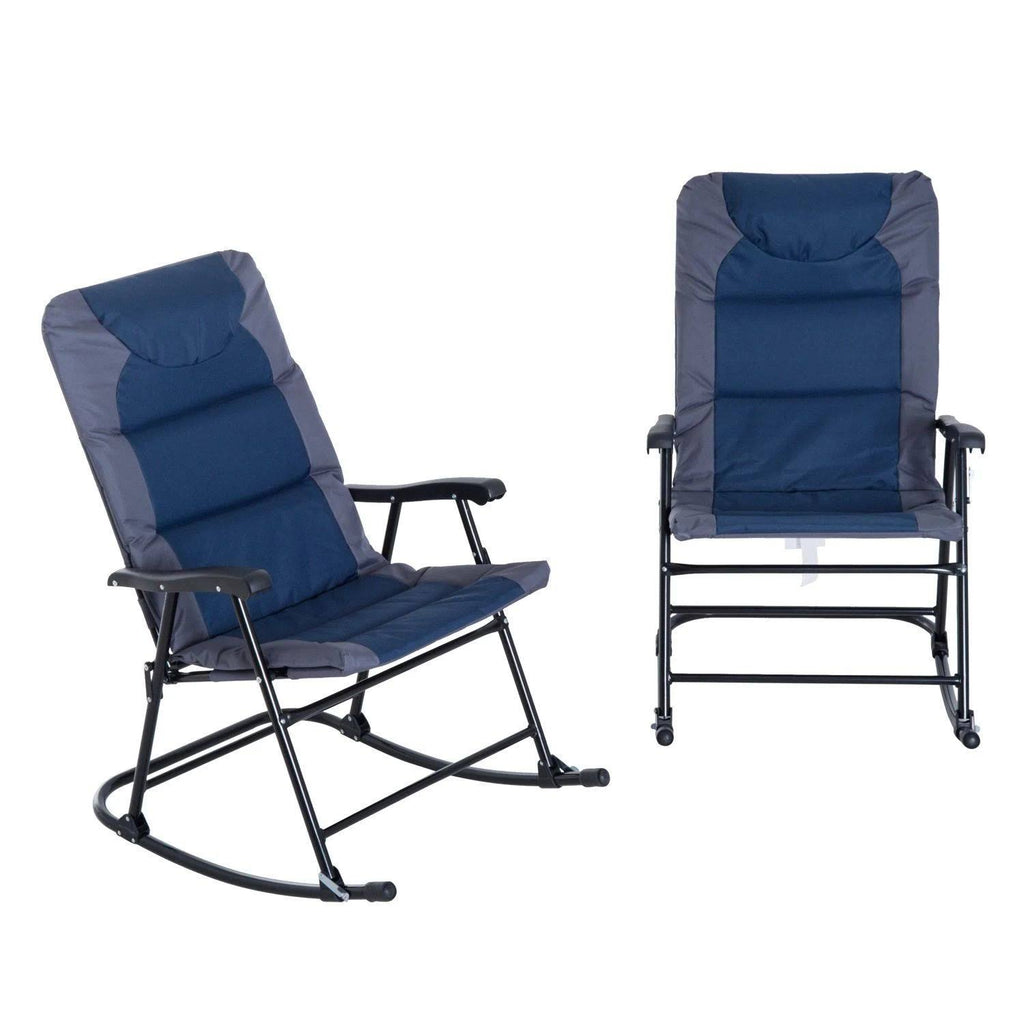 Blue Folding Padded Outdoor Camping Rocking Chair Set N112