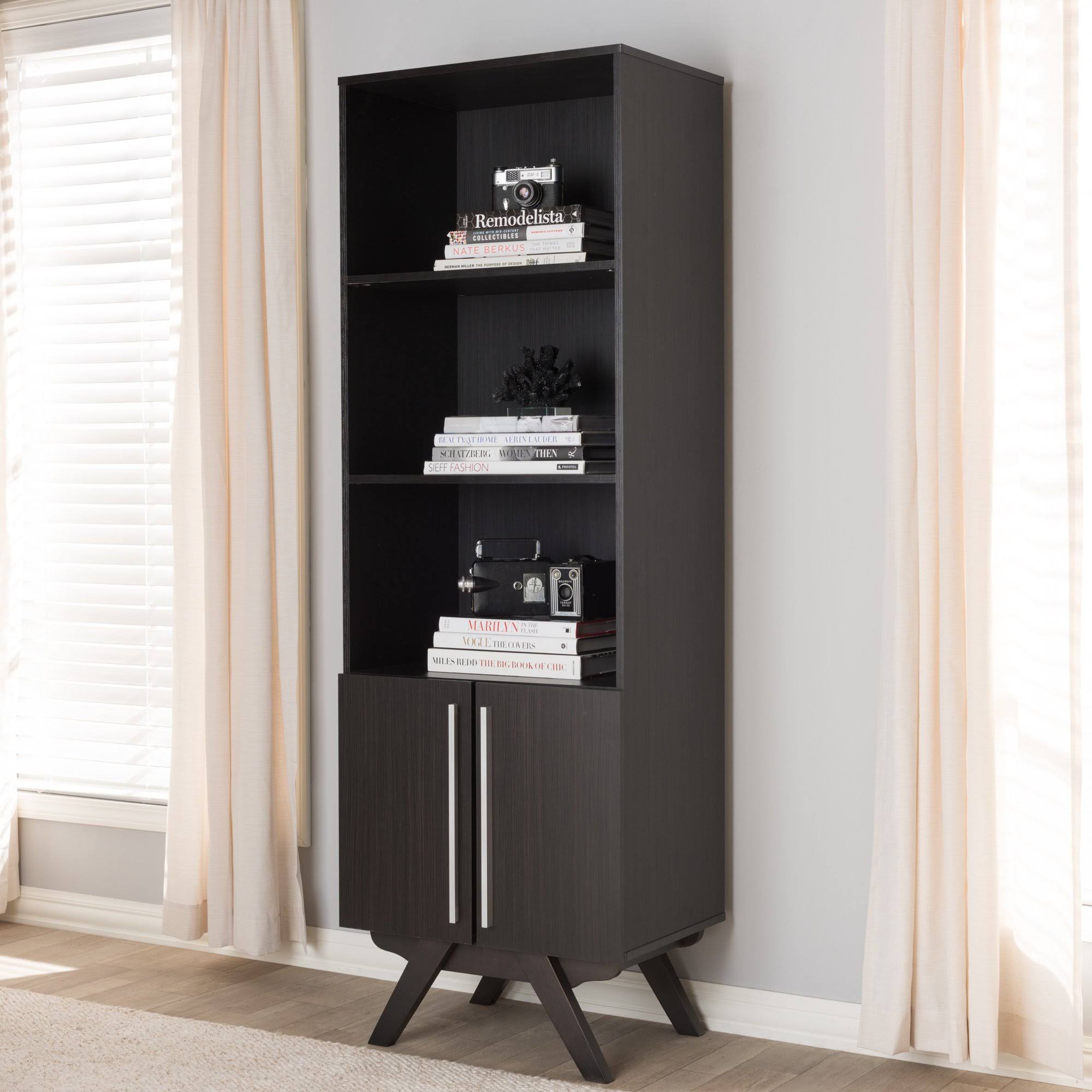 Espresso Brown Finished Wood Bookcase D709