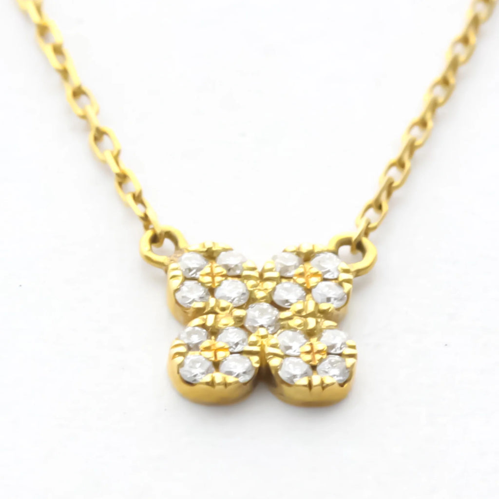 18K Yellow Gold Diamond Pendant Necklace K353