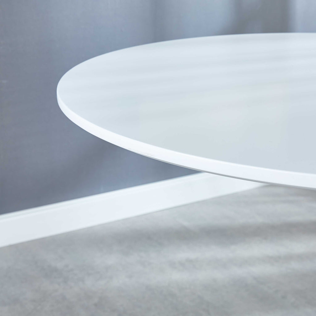 White Tulip Table Mid-century Dining Table with Round Mdf Table Top F888091