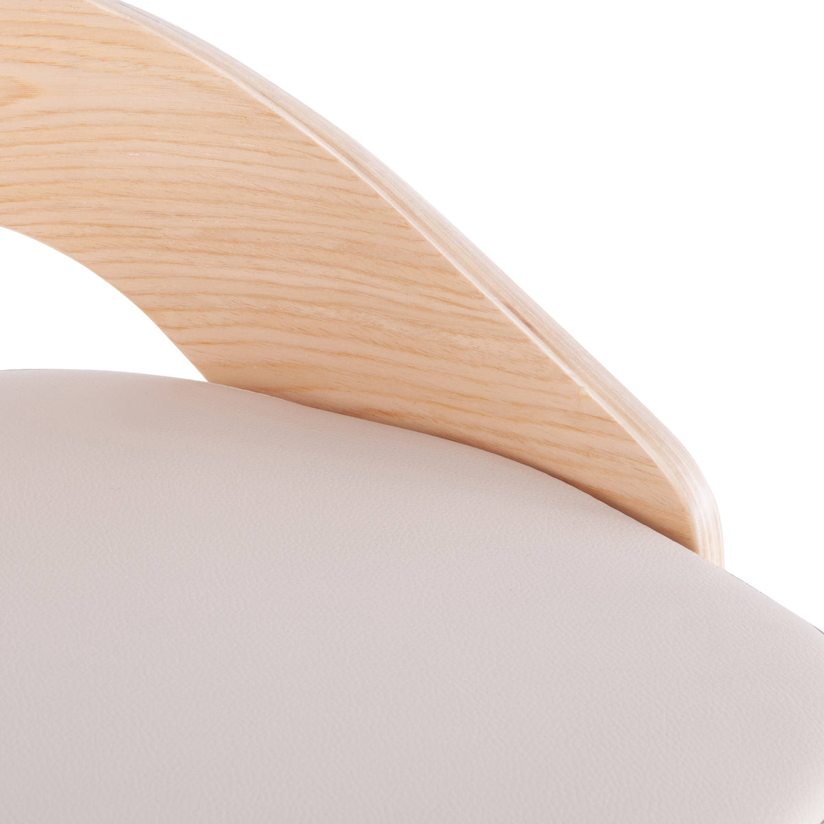 Chrome Natural Wood Cream PU Barstool E9826