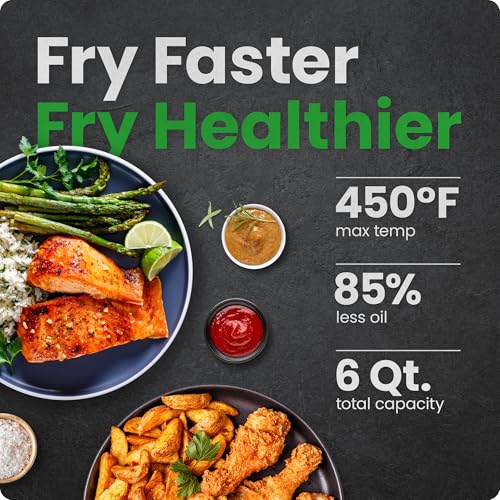 6 QT Compact Air Fryer with Touchscreen Controls and Nonstick Basket J213