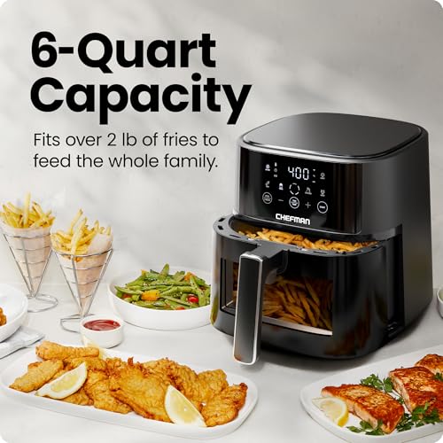 6 QT Compact Air Fryer with Touchscreen Controls and Nonstick Basket J213
