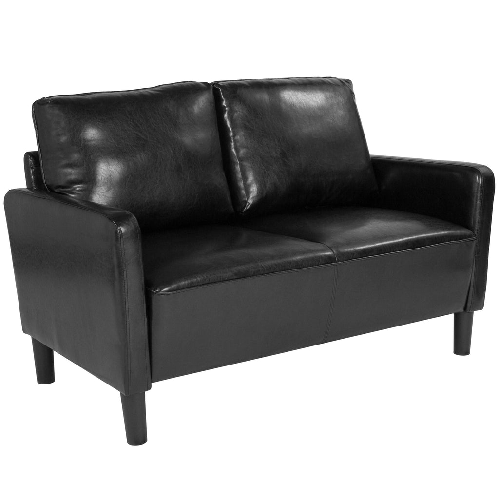 Brown Leather Straight Arm Loveseat A815738