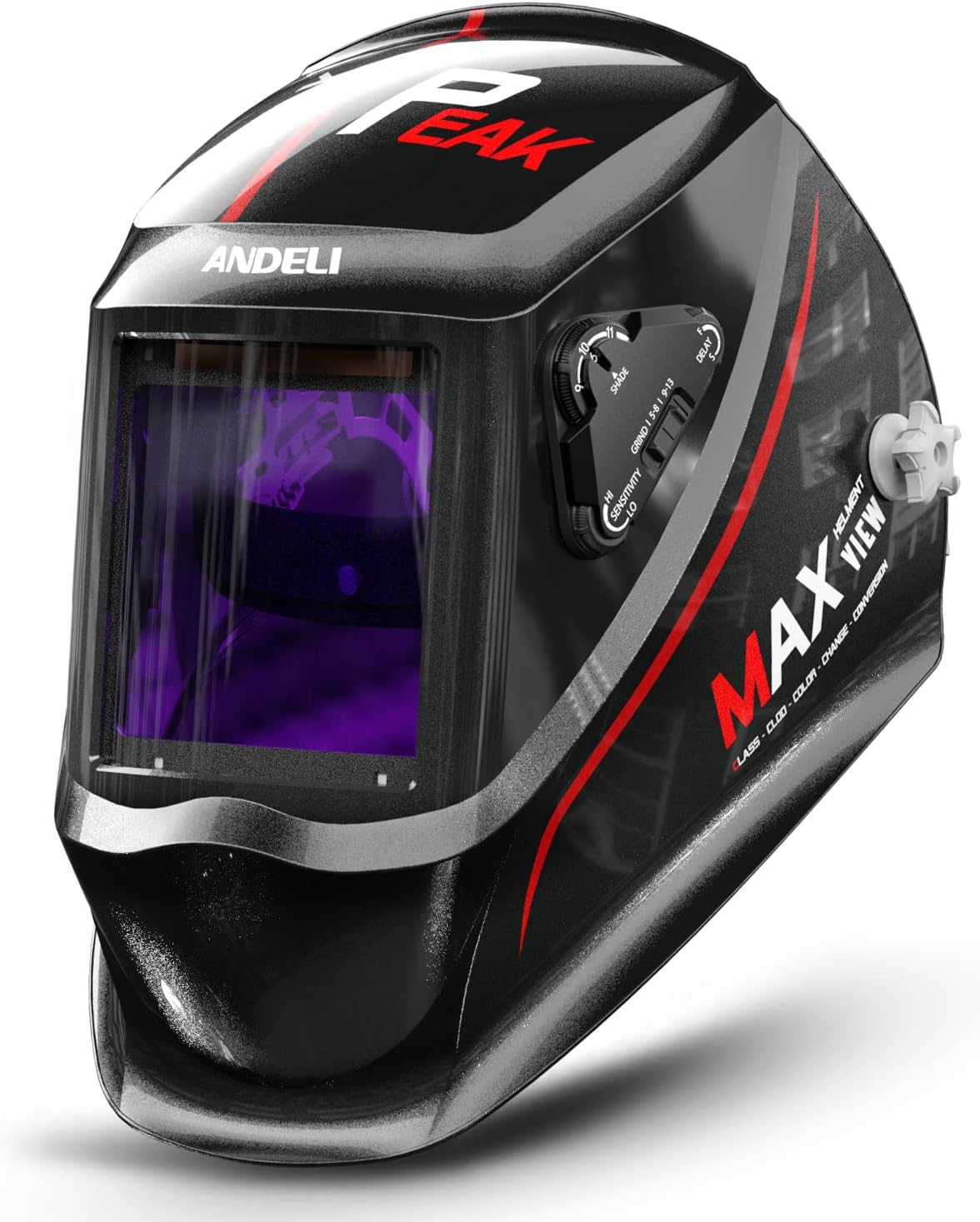Welding Helmet Auto Darkening with Side View, Carbon Fiber J319