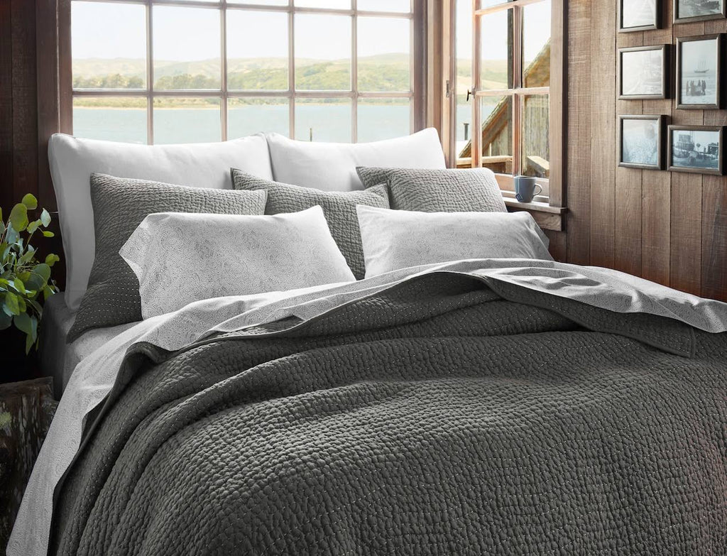 Organic Handstitched Quilt, Slate, Full/Queen Q45356