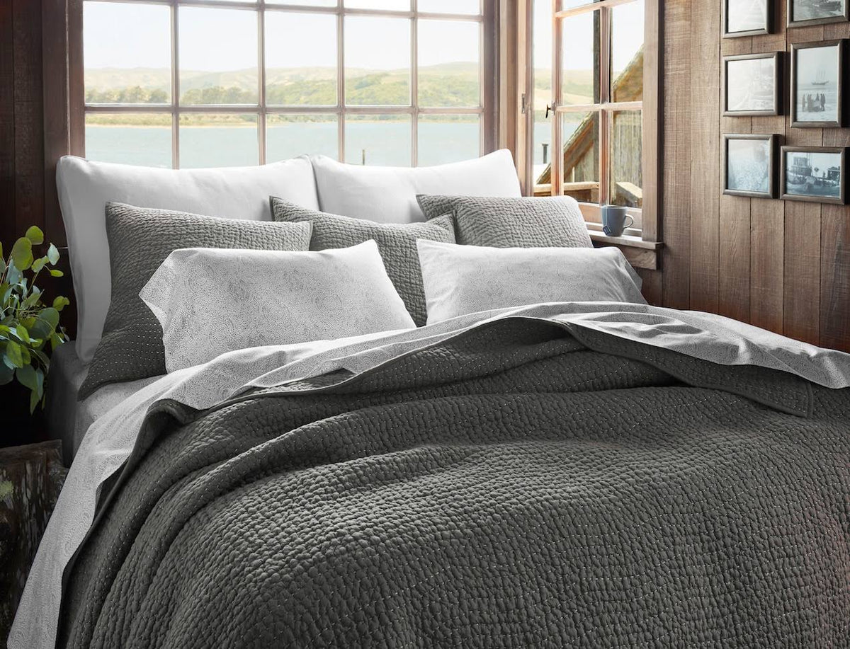 Organic Handstitched Quilt, Slate, Full/Queen Q45356