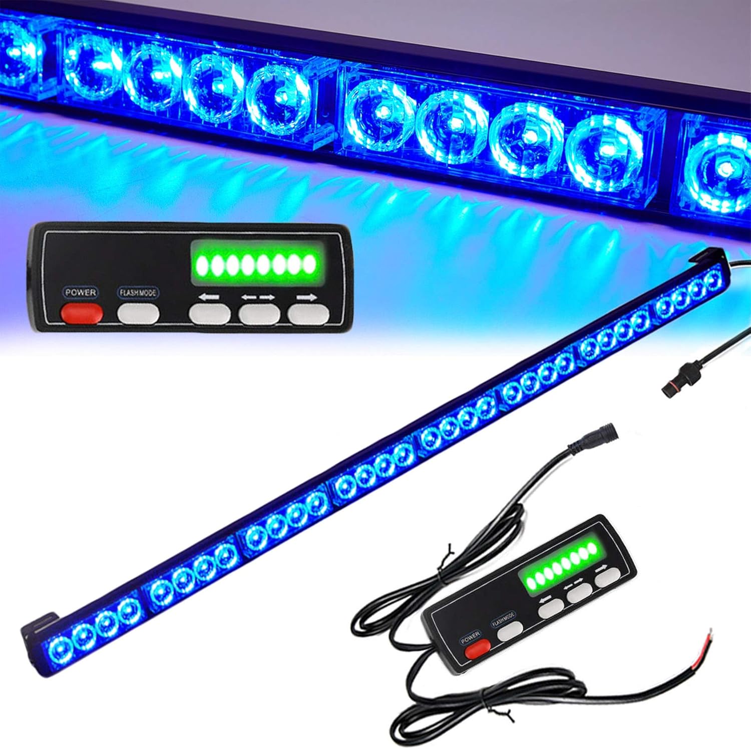 36 Inch Yellow/Amber 32 Led Emergency Strobe Warning Light Bar, Pack of 2 B360696