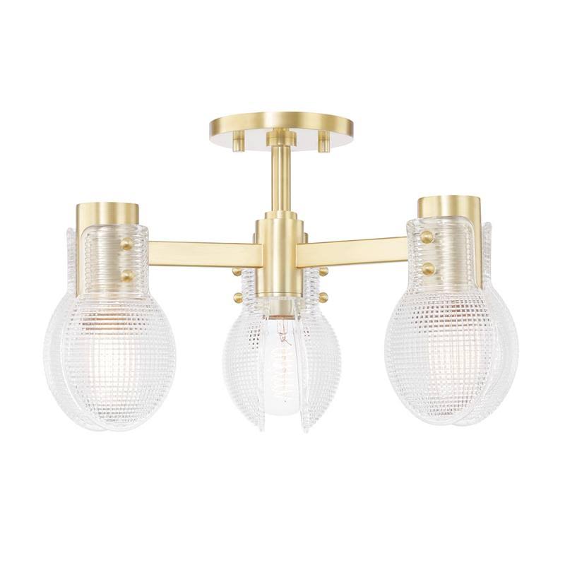3 Light Semi-Flush Mount Polished Nickel O22571