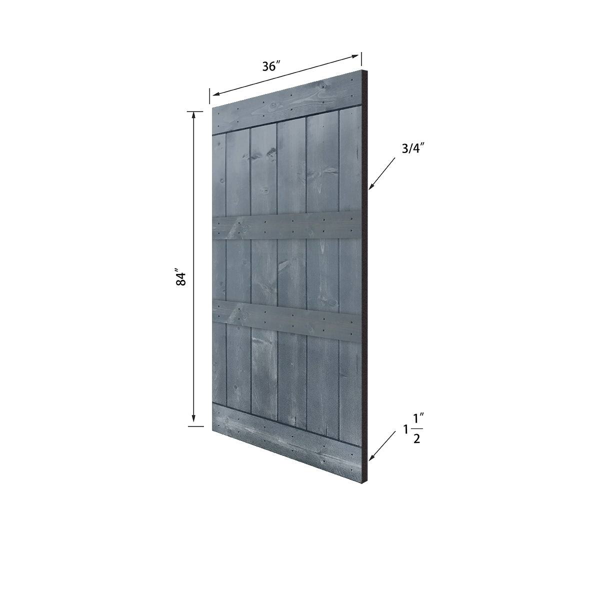 12-Panel Gray Painted Wood Sliding Door with Installation Hardware Kit R240