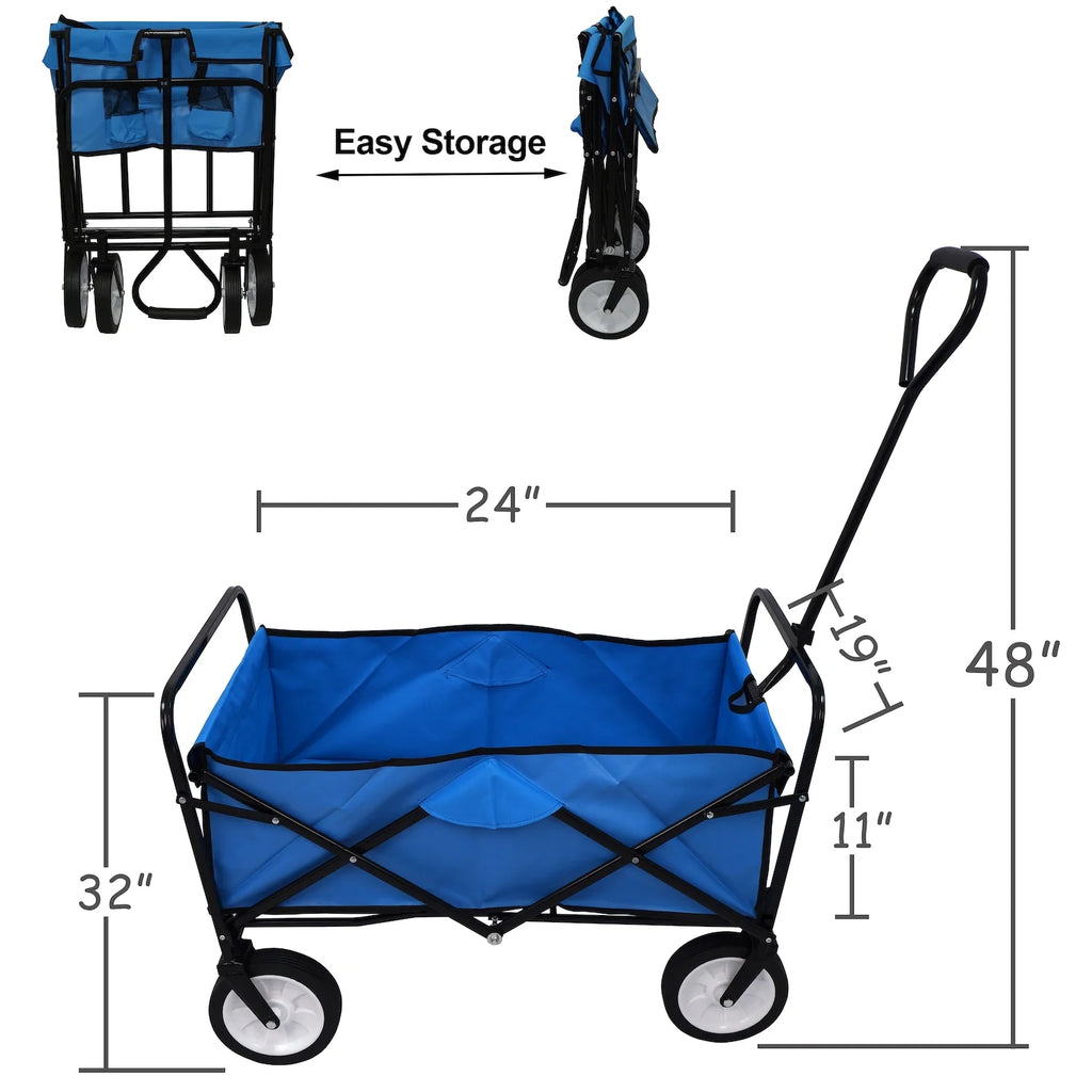 Blue Collapsible Outdoor Utility Wagon Cart Z7660