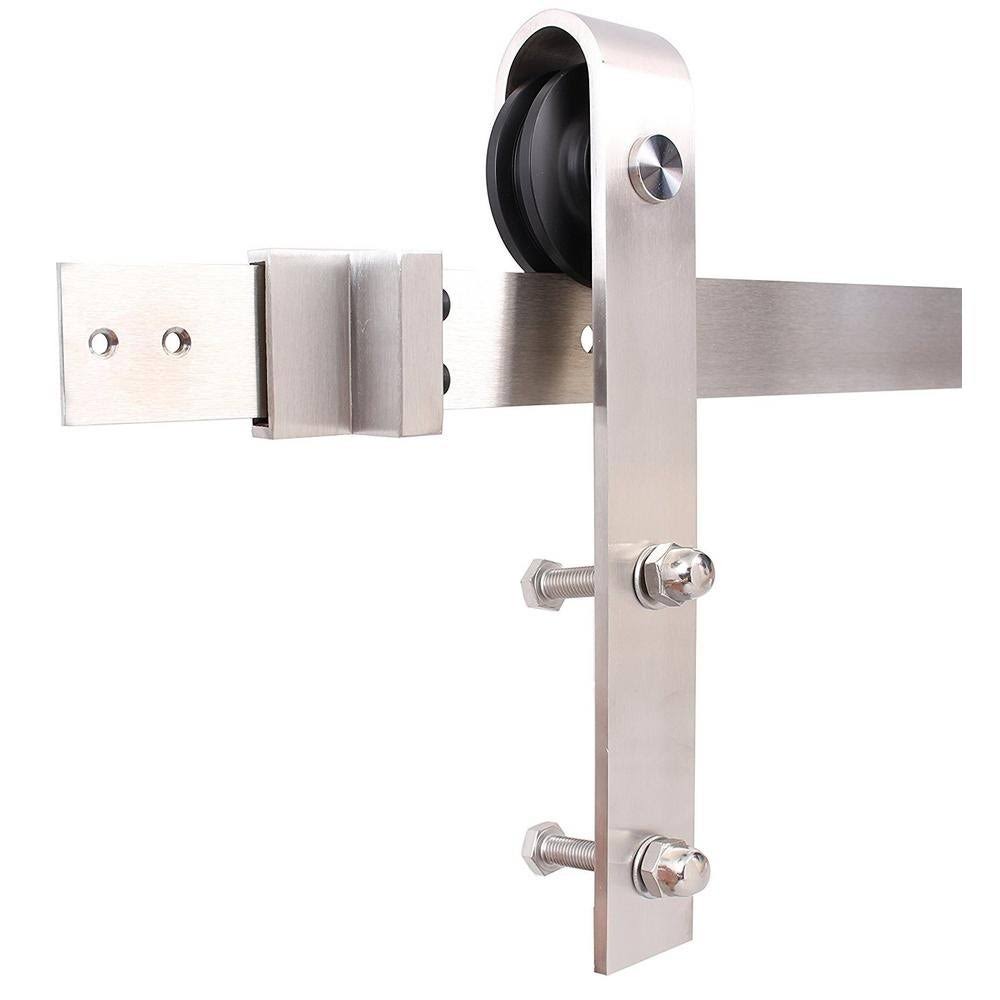 Solid Colonial Maple Stained Pine Wood Interior Sliding Barn Door with Hardware Kit L106579