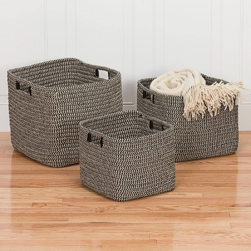 Black and White Industrial Rectangular Storage Basket M771426