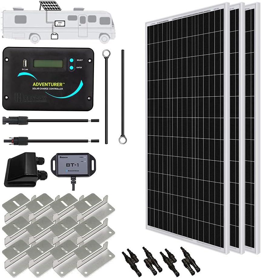 300 Watts 12 Volts Monocrystalline Solar RV Kit with 30A PWM LCD Charge Controller D33501
