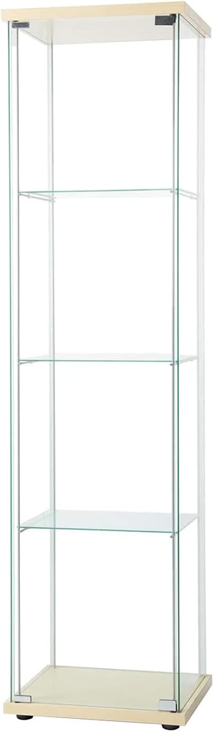 Black 4 Layers Glass Display Cabinet with Door F374