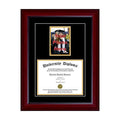 Single Diploma Frame with 5x7 Photo and Double Matting for 15x22 x 12x22 Tall Diploma with Mahogany 2x2 K459