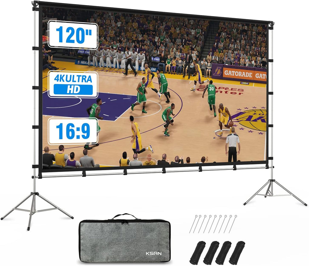 Outdoor Projector Screen with Stand, 120 Inch, Double Sided Projection Screen with Bag M66310