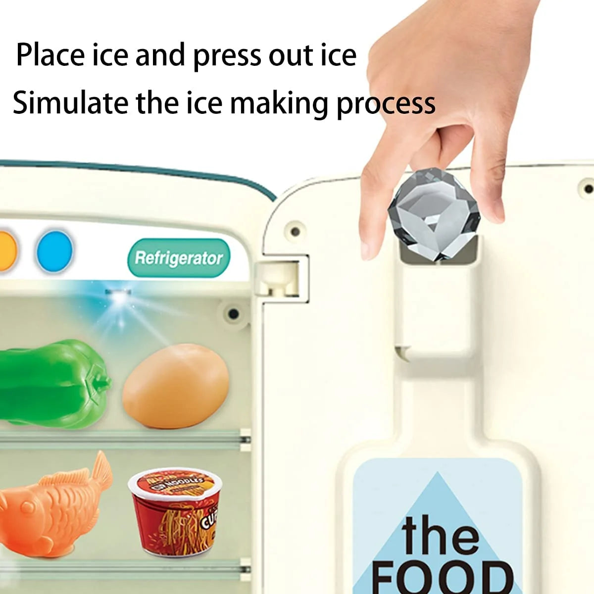 Toys Fridge Refrigerator with Ice Dispenser Pretend Play Kitchen Set U507