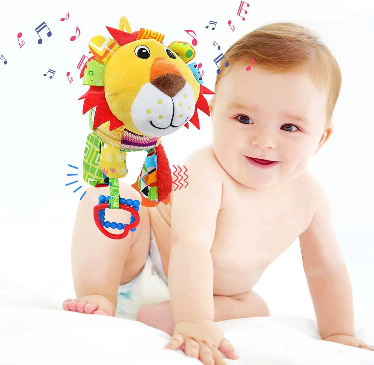 Lion Plush Infant Toy with Musical Box Stroller Hanging Toy Z93216