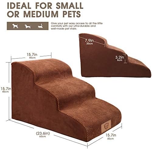 Brown 3 Tiers Foam Dog Steps D6740