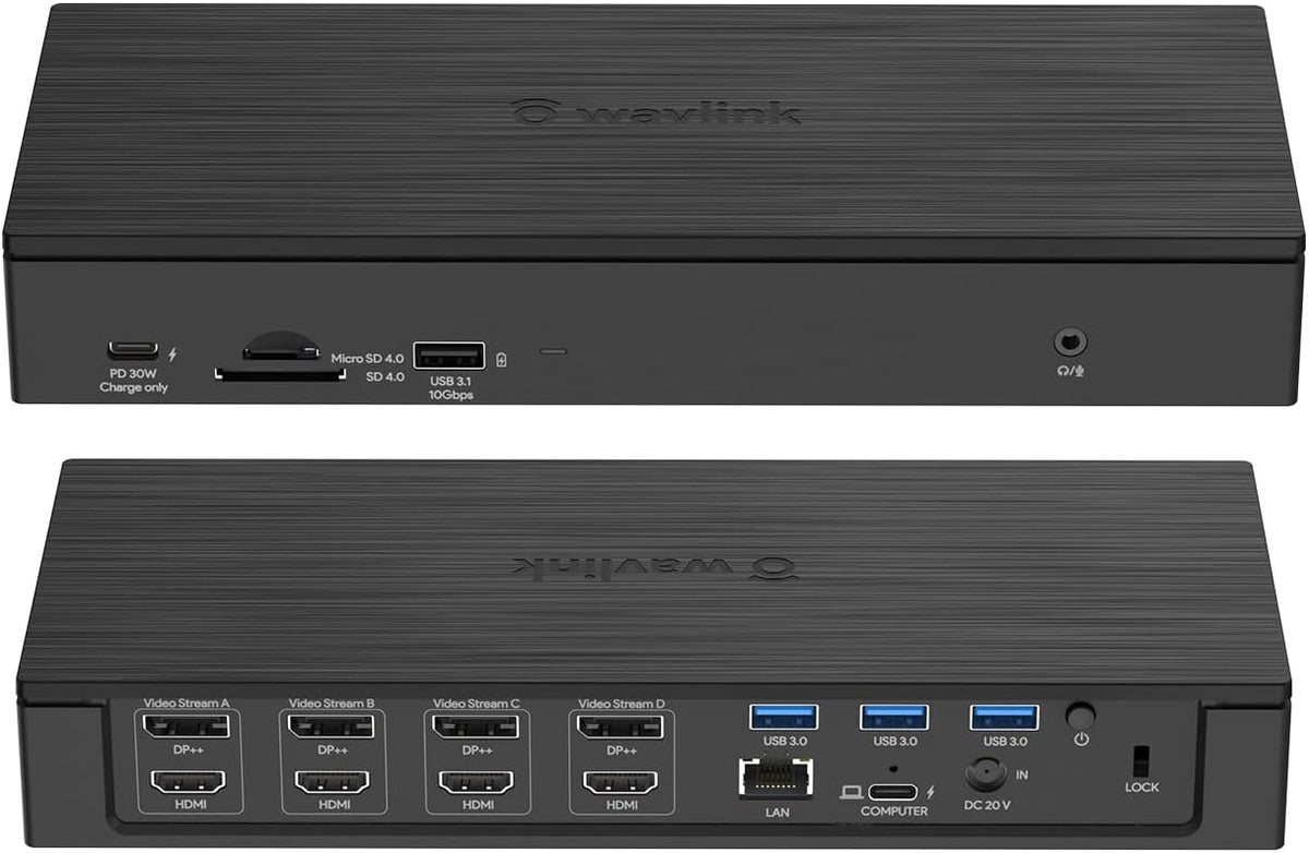 USB C Docking Station, 12-in-1 Triple Display Type C Hub Adapter with HDMI, DisplayPort, VGA, Ethernet, USB 3.0/2.0, SD/TF Card Reader, Audio Jack, 100W PD3.0 C8433