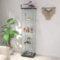 Black 4 Layers Glass Display Cabinet with Door F374
