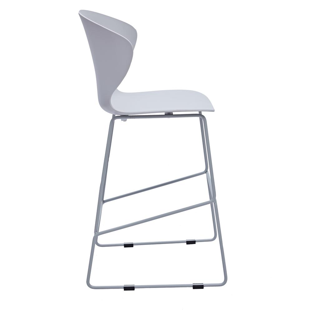 Midcentury Polypropylene Counter Stool with Metal Legs, Set of 2, Light Gray I938