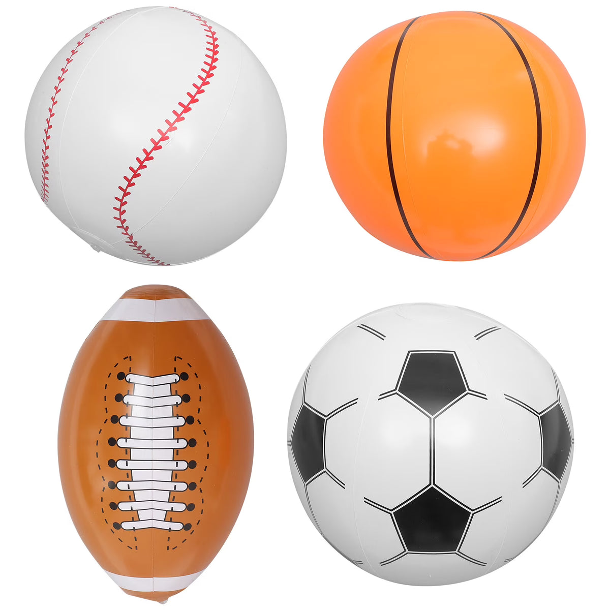 4pcs Inflatable Ball Beach Ball Soccer Basketball Baseball L462