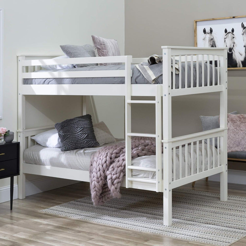 Walnut Solid Wood Twin over Twin Bunk Bed S6071