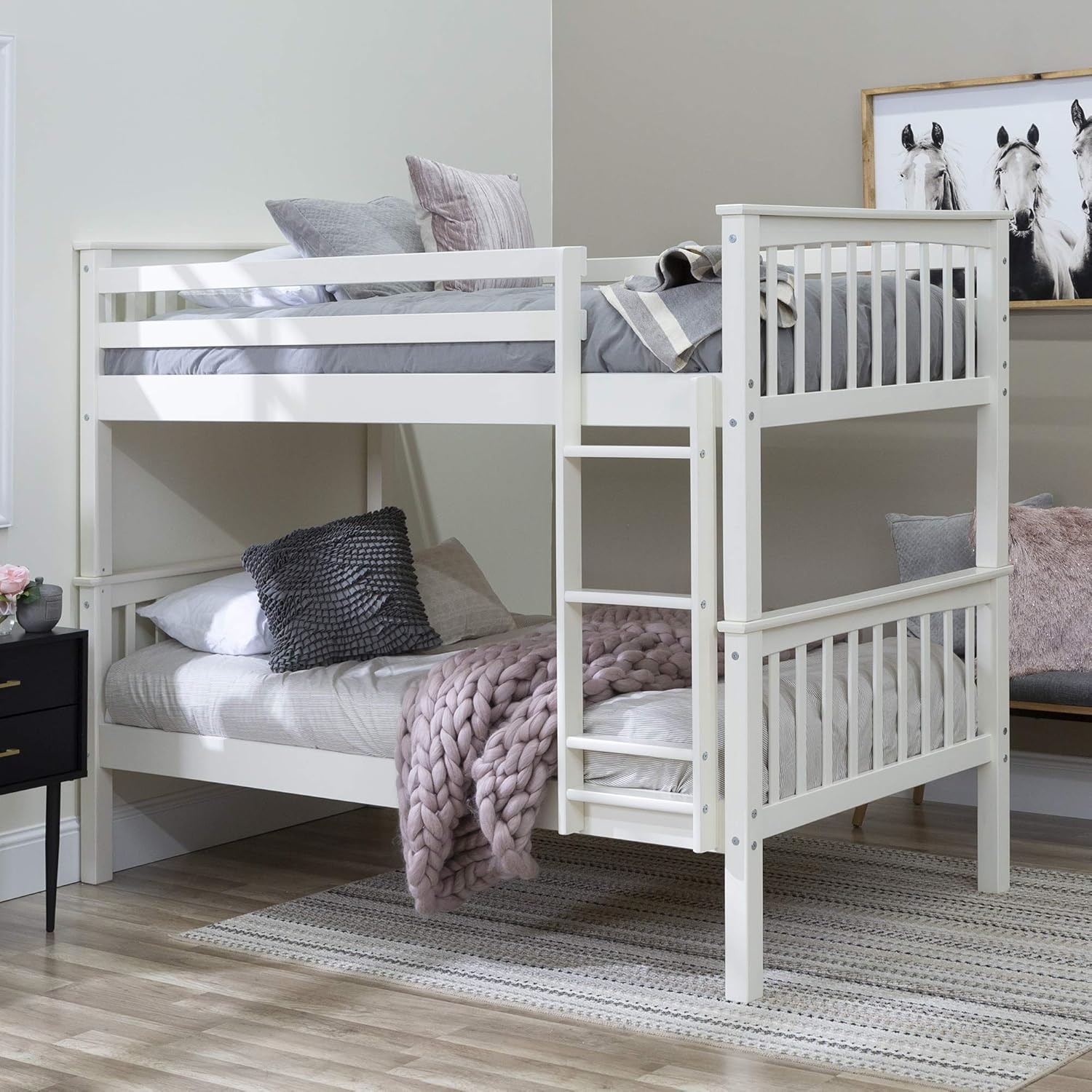 Walnut Solid Wood Twin over Twin Bunk Bed S6071