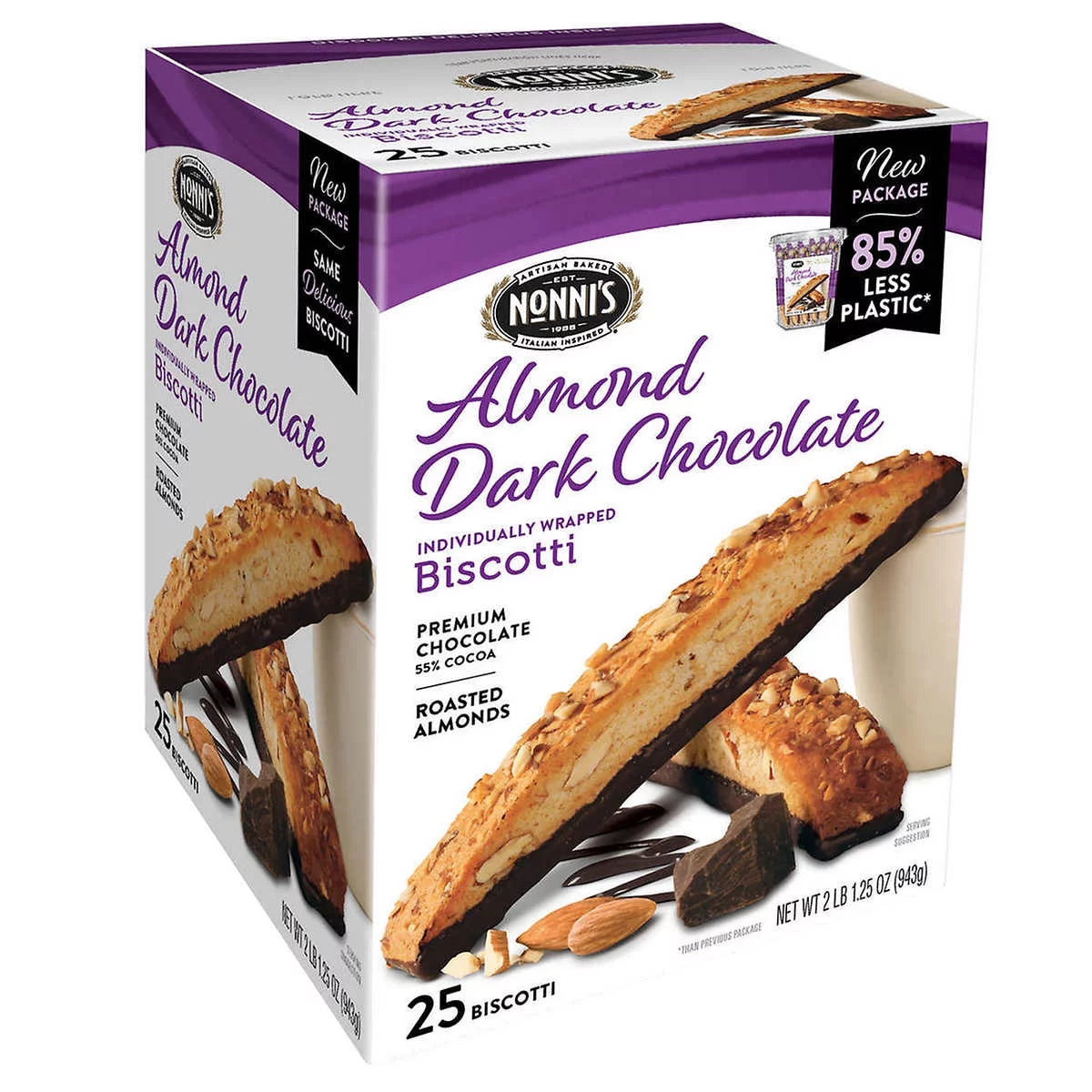 Almond Dark Chocolate Biscotti 1.33 Ounce (25 Count) X4896