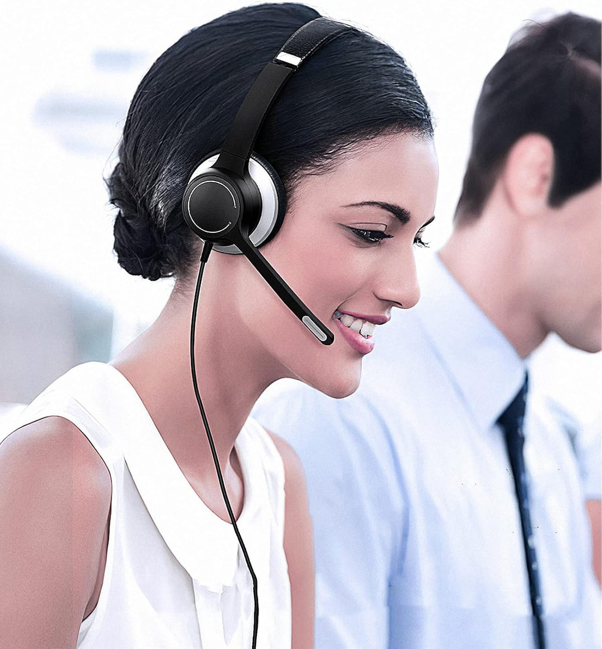 USB Headset with Noise Canceling Microphone, 3.5mm Wired, On-Ear J399