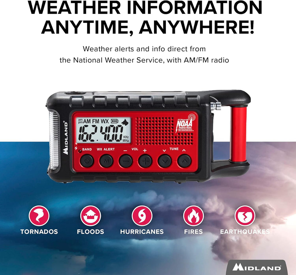 Red/Black Emergency Crank AM/FM Radio with Flashlight Q88204