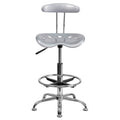 Silver and Gray Swivel Drafting Stool with Foot Ring W250735