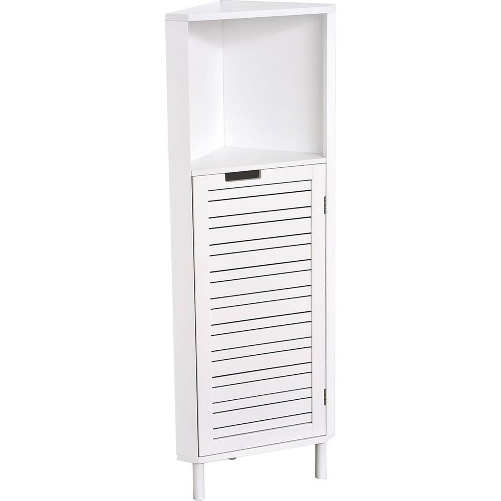 White Louver Door Bathroom Corner Cabinet Z5874