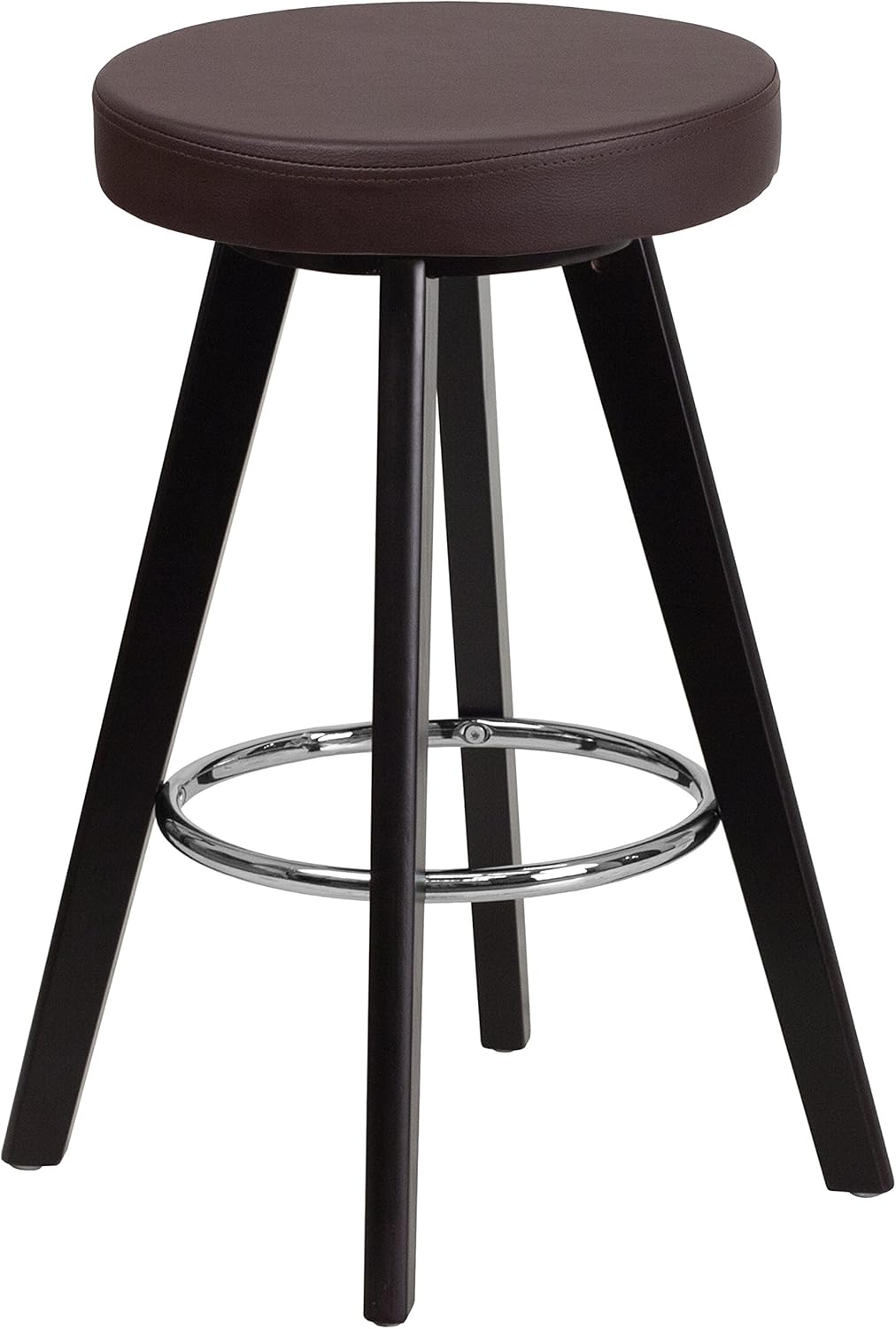 2 Pk Cappuccino Wood Counter Height Stool with White Vinyl Seat I736