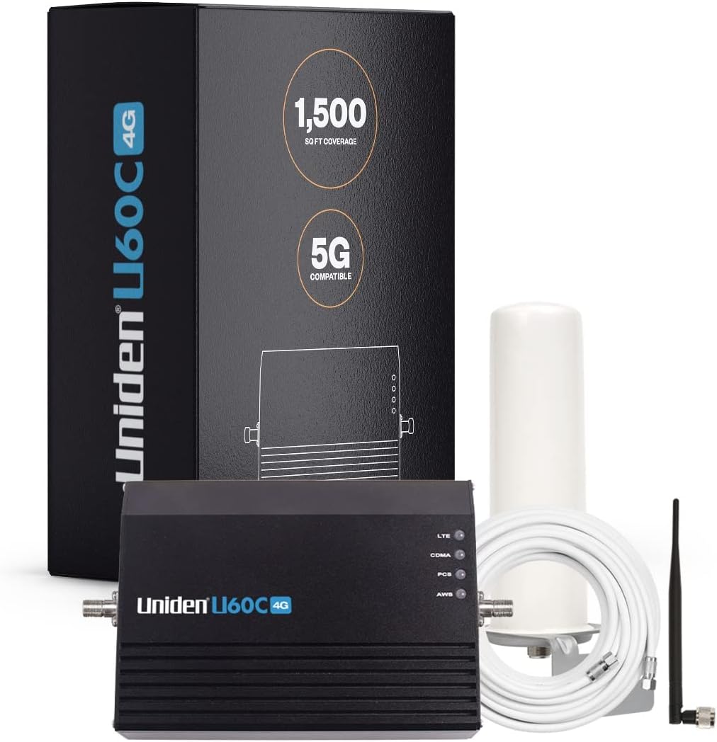 Cell Phone Signal Booster with Omni Whip Antenna, 75 Ohm, 5G Ready, Up to 1,500 sq ft M270