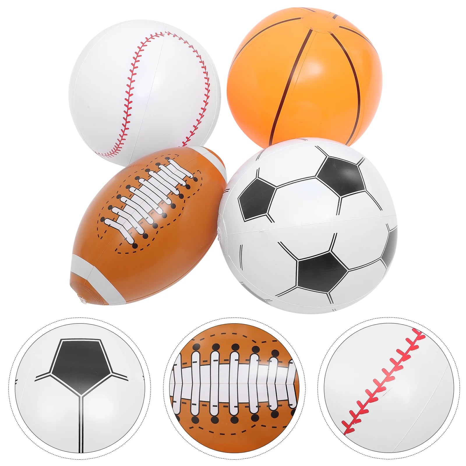 4pcs Inflatable Ball Beach Ball Soccer Basketball Baseball L462