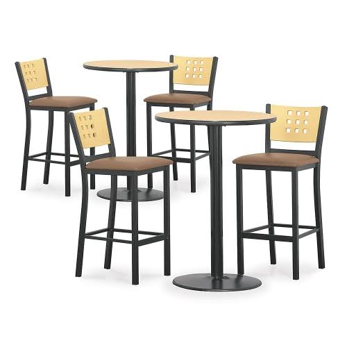 36 inch Round Bar Height Table Silver Top Black Base X433