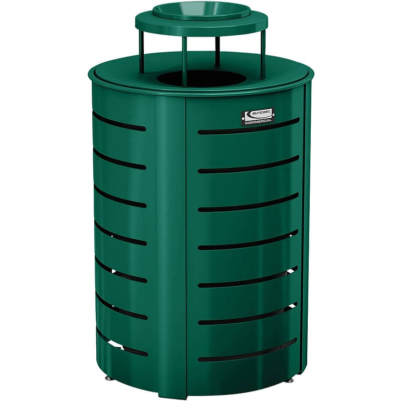 Green Metal Trash Can with Metal Lid Y794380