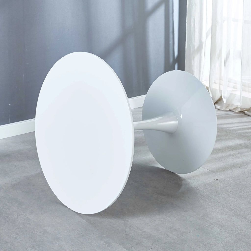White Tulip Table Mid-century Dining Table with Round Mdf Table Top F888091